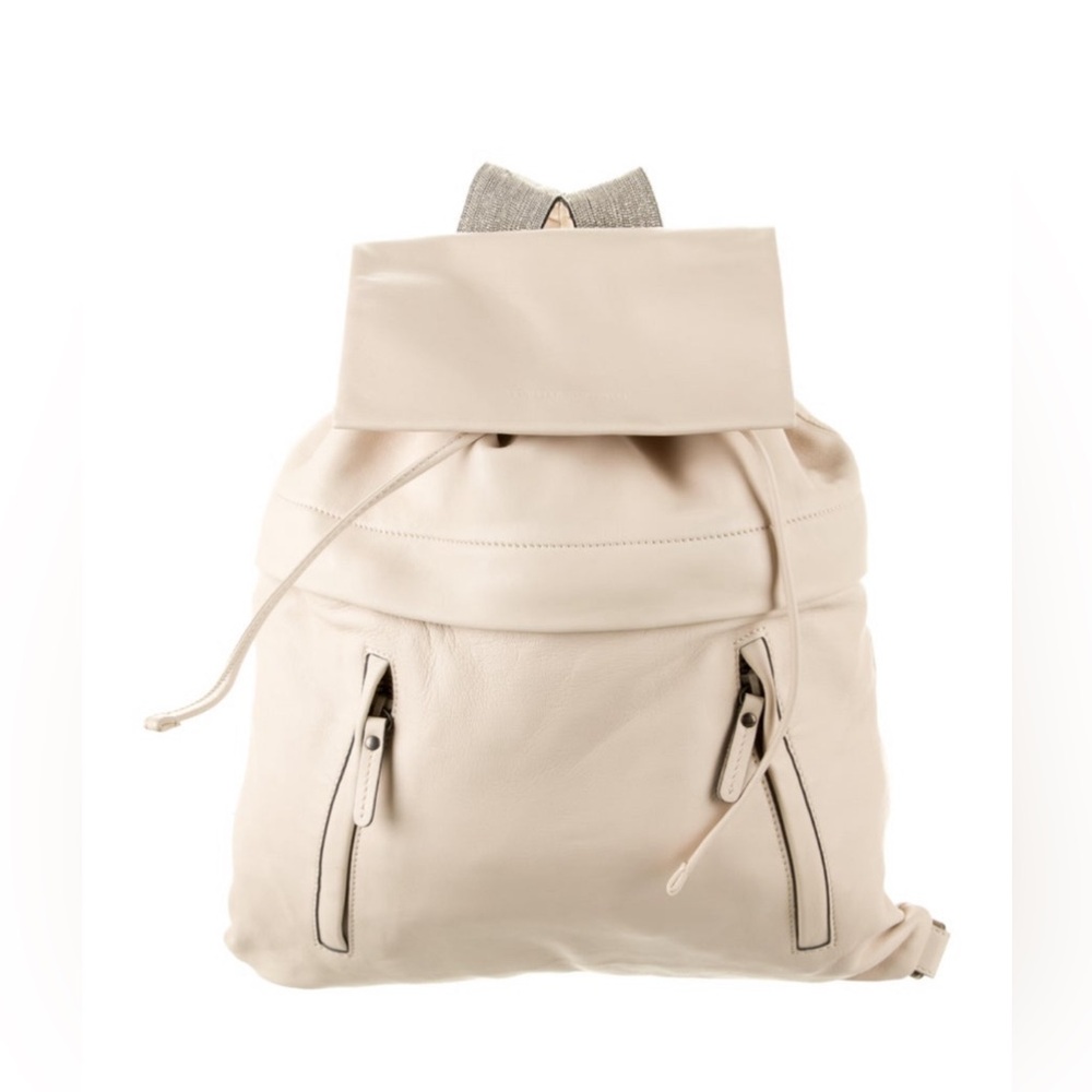 ❌SOLD❌Brunello Cucinelli Lambskin Backpack w/Monili Straps Off White - Picture 1 of 10